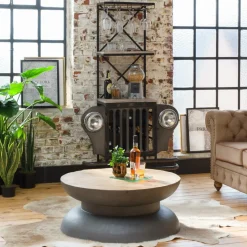 Made in Meubles Table Basse<Table basse en bois de manguier et métal gris Yoyo