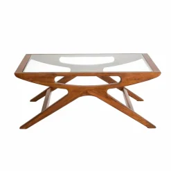 Made in Meubles Table Basse<Table basse en bois de manguier et verre Alina