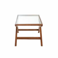 Made in Meubles Table Basse<Table basse en bois de manguier et verre Alina