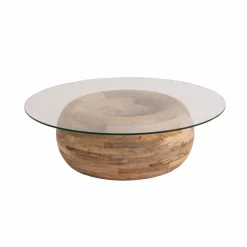 Made in Meubles Table Basse<Table basse en bois de manguier et verre Nerys