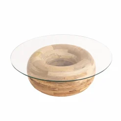 Made in Meubles Table Basse<Table basse en bois de manguier et verre Nerys