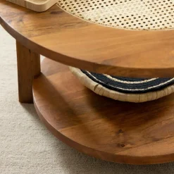Made in Meubles Table Basse<Table basse en bois de manguier et cannage Zuria