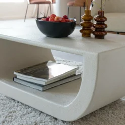 Made in Meubles Table Basse<Table basse en bois effet béton blanc Thomas