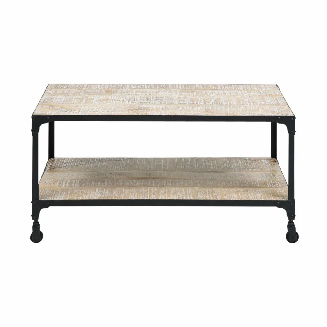 Made in Meubles Table Basse<Table basse en bois reyclé et métal White