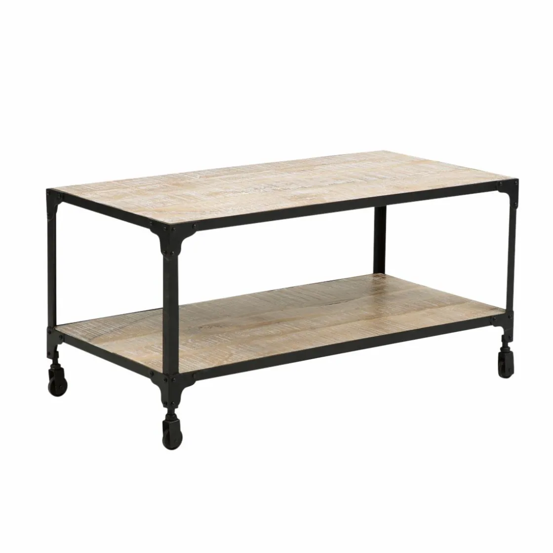 Made in Meubles Table Basse<Table basse en bois reyclé et métal White