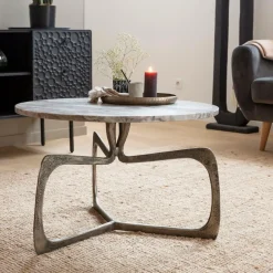 Made in Meubles Table Basse<Table basse en marbre et métal Valou