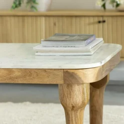 Made in Meubles Table Basse<Table basse en marbre et en bois d'acacia Calix