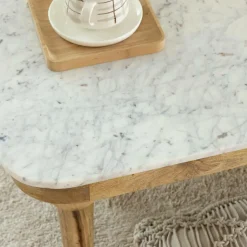 Made in Meubles Table Basse<Table basse en marbre et en bois d'acacia Calix