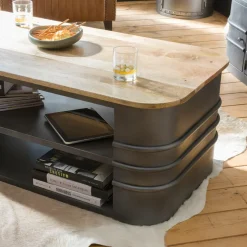 Made in Meubles Table Basse<Table basse en métal et bois Locker