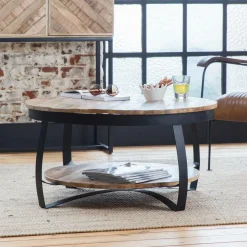 Made in Meubles Table Basse<Table basse en métal et bois de manguier Jules