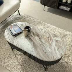 Made in Meubles Table Basse<Table basse en métal et marbre Alfred