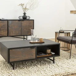 Made in Meubles Table Basse<Table basse en métal noir Claudine