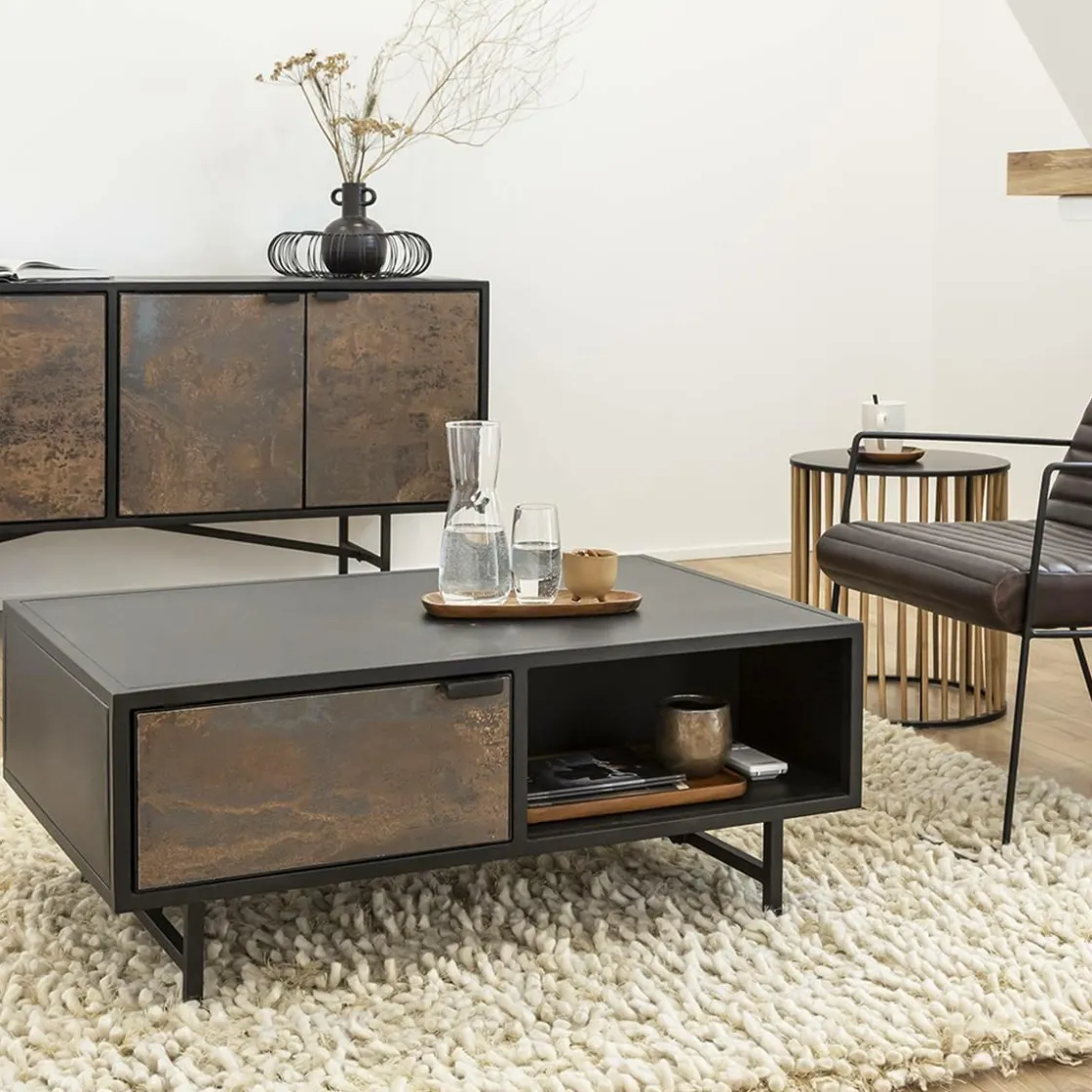 Made in Meubles Table Basse<Table basse en métal noir Claudine