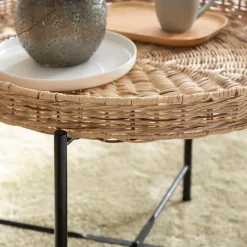 Made in Meubles Table Basse<Table basse en rotin et métal Julie