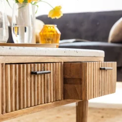 Made in Meubles Table Basse<Table basse en terrazzo et bois de manguier Ambrine