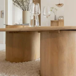 Made in Meubles Table Basse<Table basse en vague en bois de manguier Silas