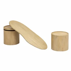 Made in Meubles Table Basse<Table basse en vague en bois de manguier Silas