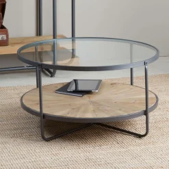 Made in Meubles Table Basse<Table basse en verre et bois de sapin April