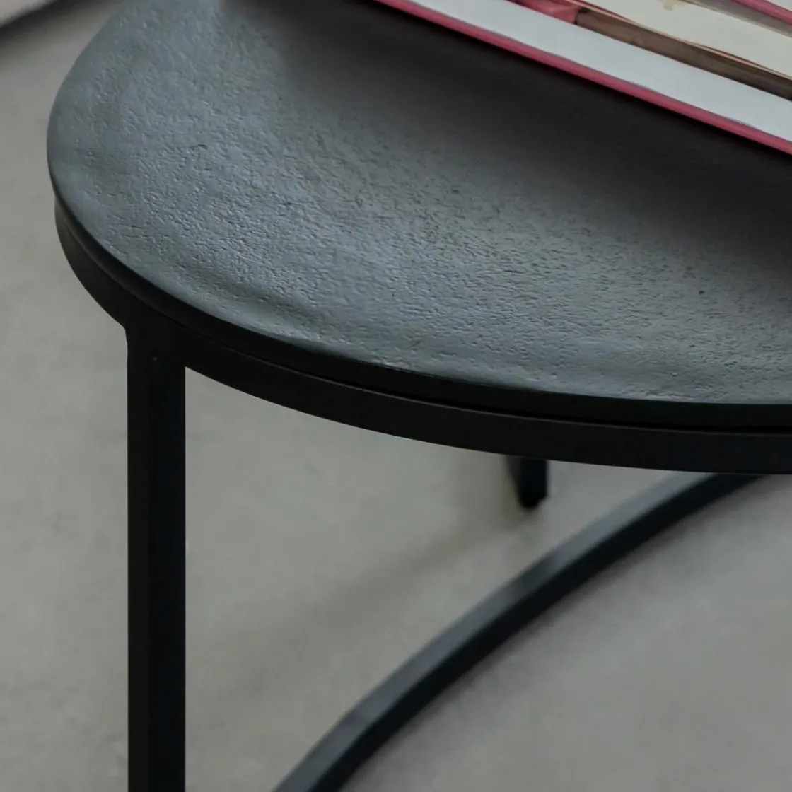 Made in Meubles Table Basse|Table Gigogne<Table basse gigogne en aluminium doré et métal noir Victoria