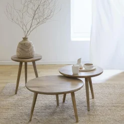 Made in Meubles Table Basse|Table Gigogne<Table basse gigogne en bois de manguier Nala