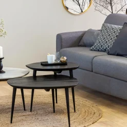 Made in Meubles Table Basse|Table Gigogne<Table basse gigogne en bois de manguier noir Valério