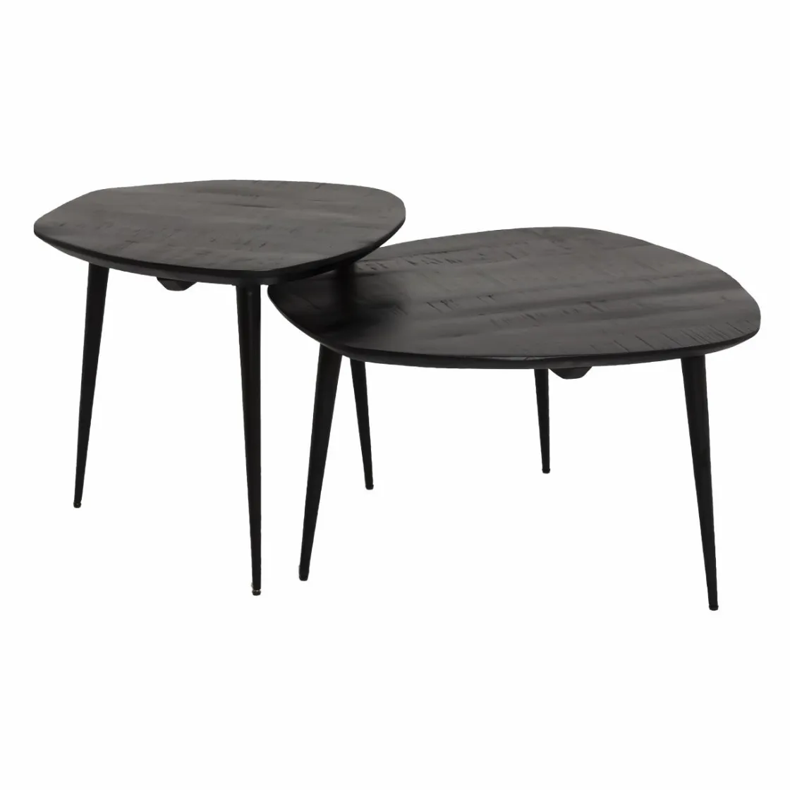 Made in Meubles Table Basse|Table Gigogne<Table basse gigogne en bois de manguier noir Valério