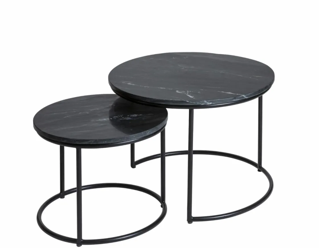 Made in Meubles Table Basse|Table Gigogne<Table basse gigogne en marbre noir Joe