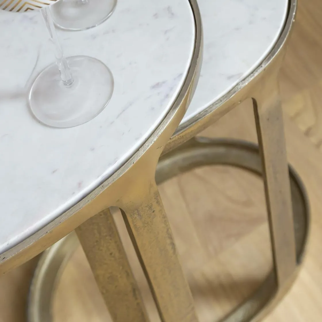 Made in Meubles Table Gigogne|Bout De Canapé & Sellette<Table basse gigogne en marbre et aluminium Ruben