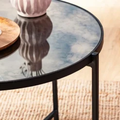 Made in Meubles Table Basse|Table Gigogne<Table basse gigogne en verre fumé et métal Florian