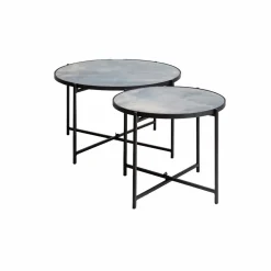 Made in Meubles Table Basse|Table Gigogne<Table basse gigogne en verre fumé et métal Florian