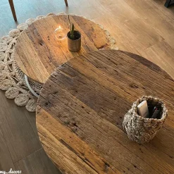 Made in Meubles Table Basse|Table Gigogne<Table basse gigogne ronde en bois recyclé Milla