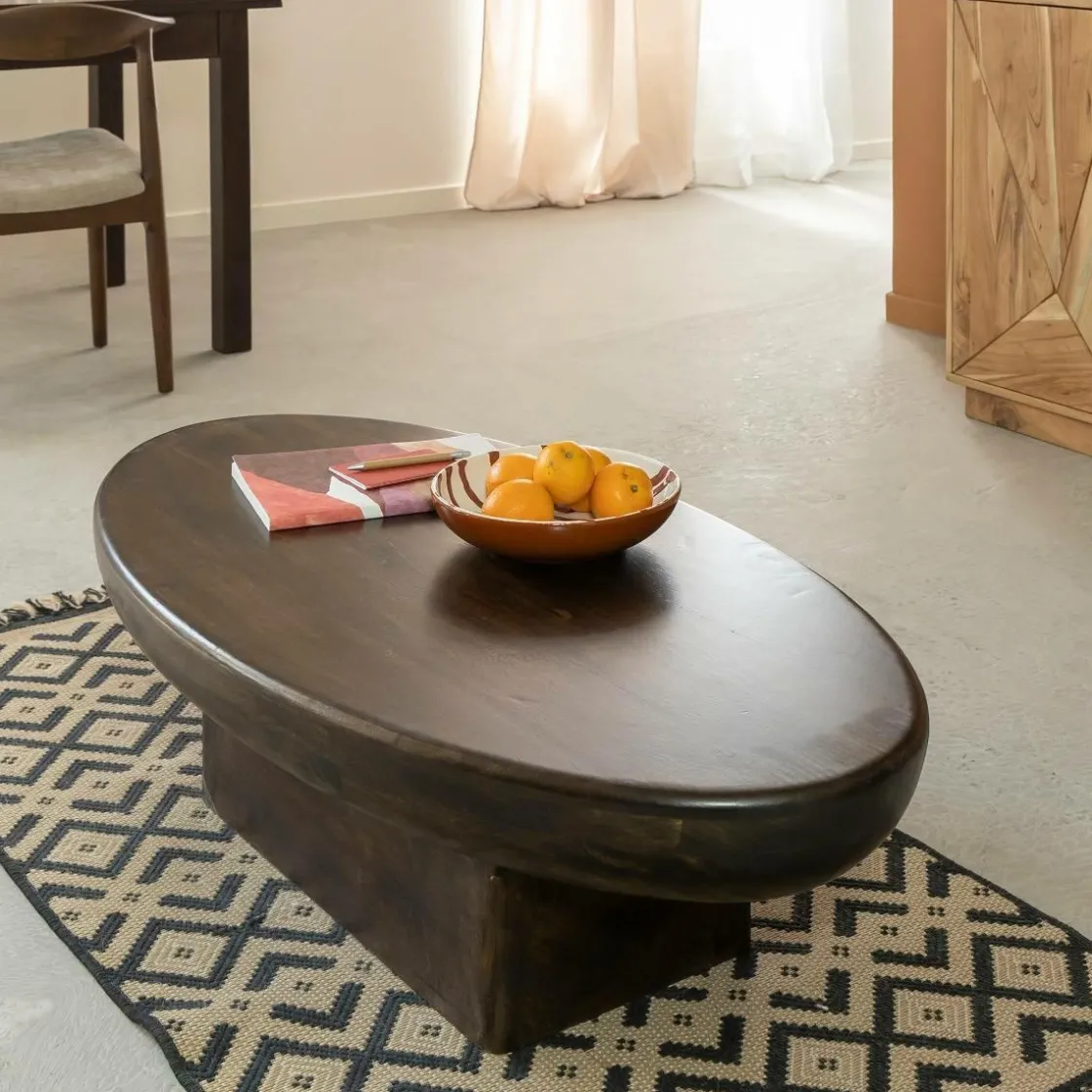 Made in Meubles Table Basse<Table basse ovale en bois de manguier Morana