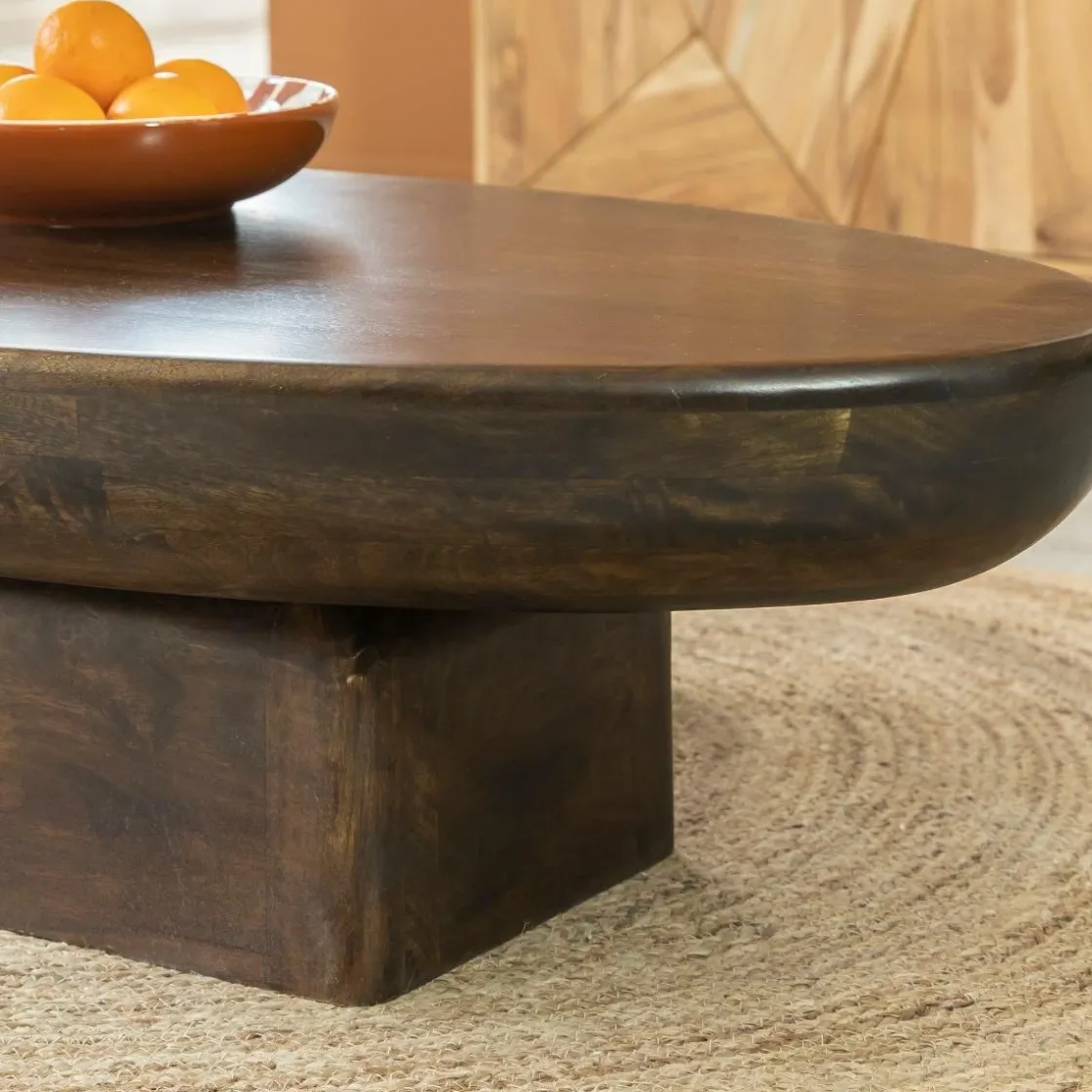 Made in Meubles Table Basse<Table basse ovale en bois de manguier Morana
