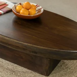 Made in Meubles Table Basse<Table basse ovale en bois de manguier Morana