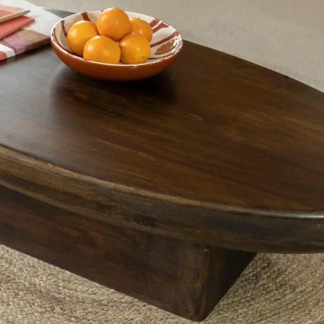 Made in Meubles Table Basse<Table basse ovale en bois de manguier Morana