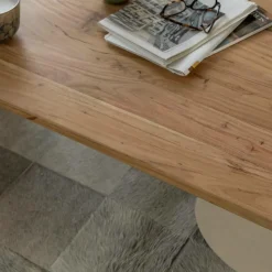 Made in Meubles Table Basse<Table basse ovale en bois effet béton et bois d'acacia Dalva