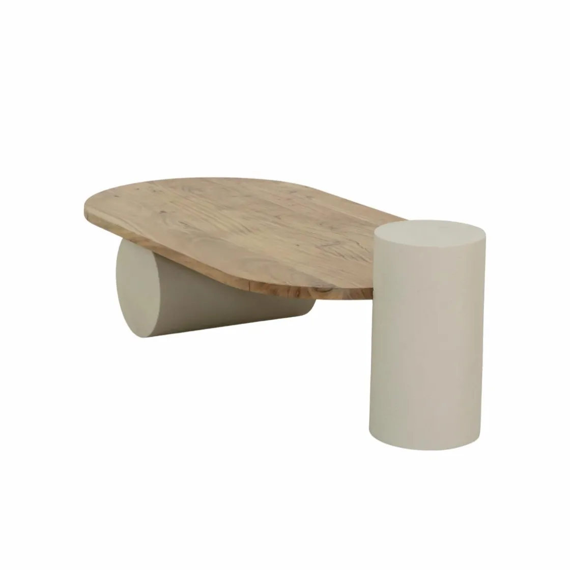 Made in Meubles Table Basse<Table basse ovale en bois effet béton et bois d'acacia Dalva