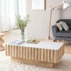 Made in Meubles Table Basse<Table basse rectangulaire en bois de manguier et marbre blanc Moana