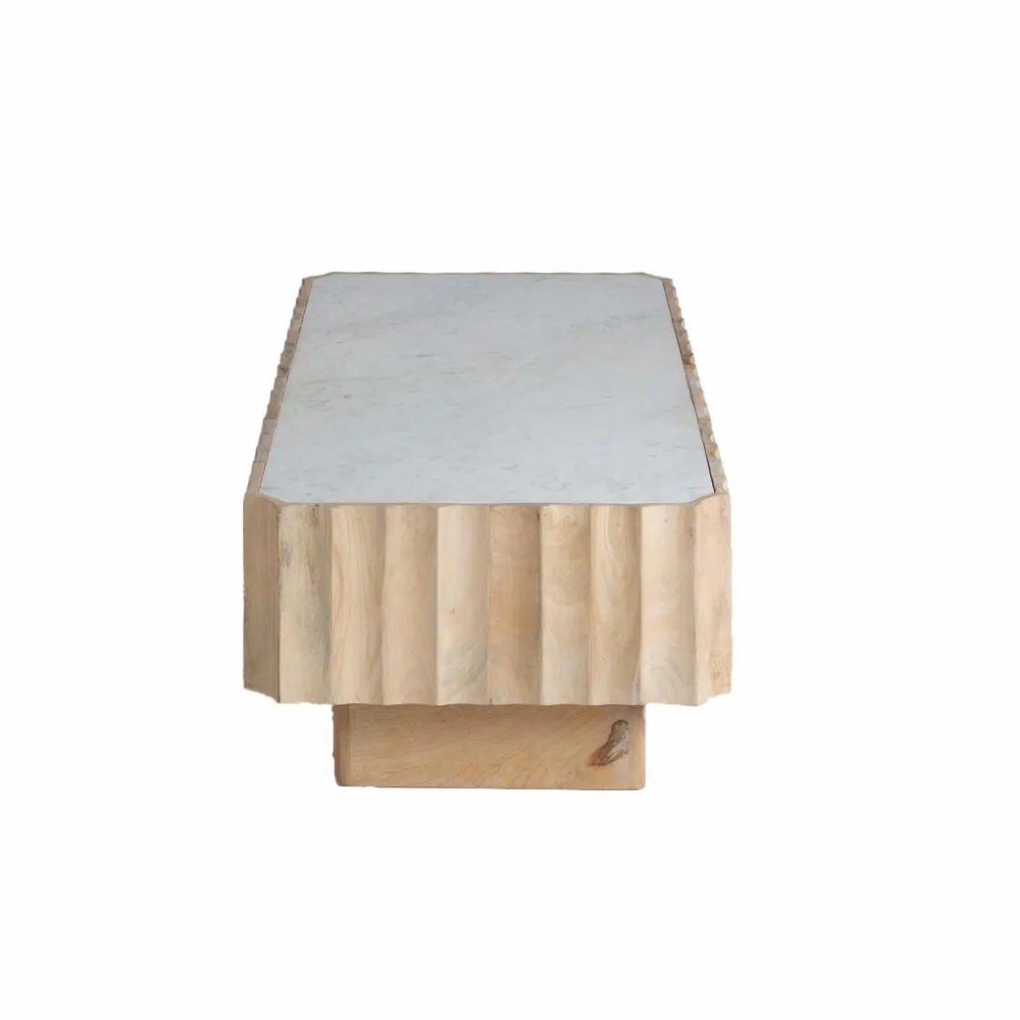 Made in Meubles Table Basse<Table basse rectangulaire en bois de manguier et marbre blanc Moana