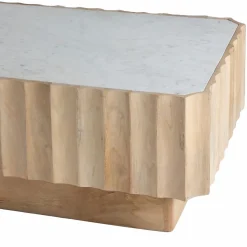 Made in Meubles Table Basse<Table basse rectangulaire en bois de manguier et marbre blanc Moana