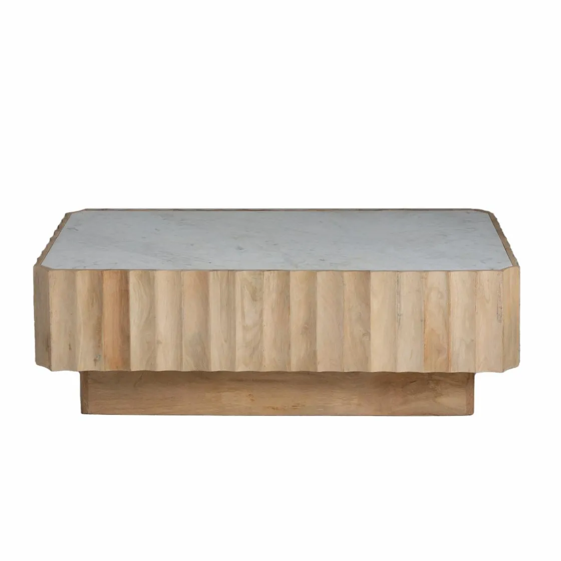 Made in Meubles Table Basse<Table basse rectangulaire en bois de manguier et marbre blanc Moana