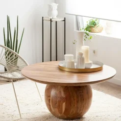 Made in Meubles Table Basse<Table basse ronde en bois d'acacia Charlou