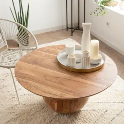 Made in Meubles Table Basse<Table basse ronde en bois d'acacia Charlou