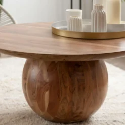 Made in Meubles Table Basse<Table basse ronde en bois d'acacia Charlou