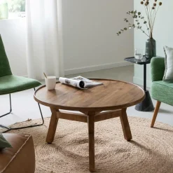 Made in Meubles Table Basse<Table basse ronde en bois de manguier Elara