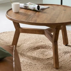 Made in Meubles Table Basse<Table basse ronde en bois de manguier Elara