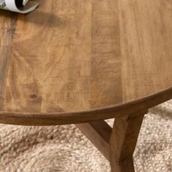 Made in Meubles Table Basse<Table basse ronde en bois de manguier Elara