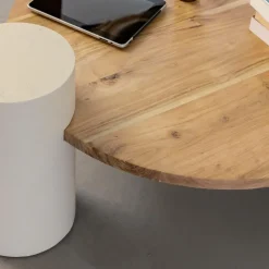 Made in Meubles Table Basse<Table basse ronde en bois effet béton et bois d'acacia Dalva