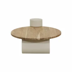 Made in Meubles Table Basse<Table basse ronde en bois effet béton et bois d'acacia Dalva