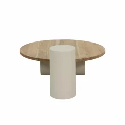 Made in Meubles Table Basse<Table basse ronde en bois effet béton et bois d'acacia Dalva